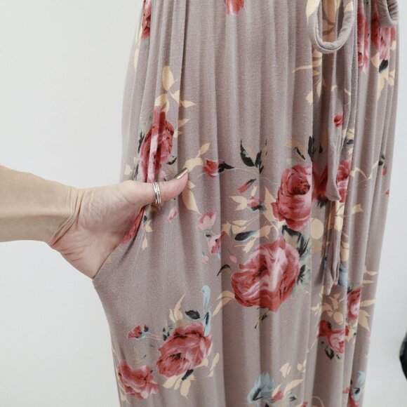 Lux & Co. Maxi Dress Womens M Gray Coastal Boho Cottagecore Grannycore Romantic - Picture 6 of 16